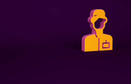 Orange Analyst engineer icon isolated on purple background. Minimalism concept. 3d illustration 3D renderの写真素材