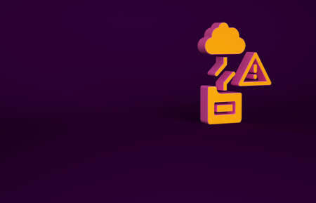 Orange Cloud technology data transfer and storage icon isolated on purple background. Minimalism concept. 3d illustration 3D renderの写真素材