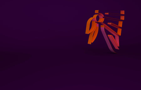 Orange Bandana or biker scarf icon isolated on purple background. Minimalism concept. 3d...