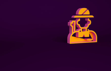 Orange Hunter icon isolated on purple background. Minimalism concept. 3d illustration 3D render