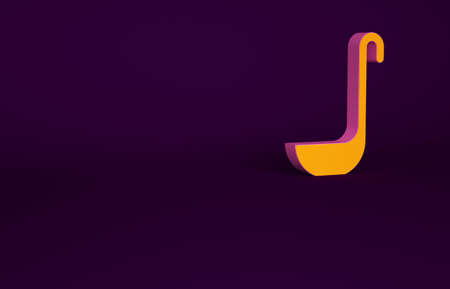 Orange Kitchen ladle icon isolated on purple background. Cooking utensil. Cutlery spoon sign. Minimalism concept. 3d illustration 3D renderの写真素材