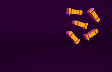 Orange Bullet icon isolated on purple background. Minimalism concept. 3d illustration 3D renderの写真素材