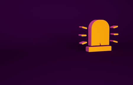 Orange Flasher siren icon isolated on purple background. Emergency flashing siren. Minimalism concept. 3d illustration 3D renderの写真素材
