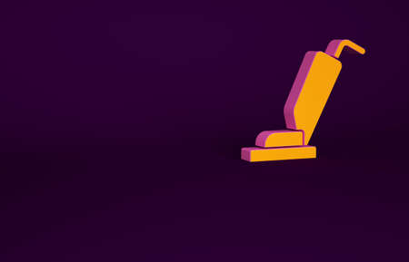 Orange Vacuum cleaner icon isolated on purple background. Minimalism concept. 3d illustration 3D renderの写真素材