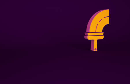 Orange Cleaning service with rubber cleaner for windows icon isolated on purple background. Squeegee, scraper, wiper. Minimalism concept. 3d illustration 3D renderの写真素材