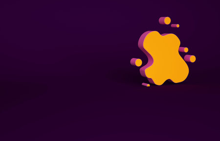 Orange Water spill icon isolated on purple background. Minimalism concept. 3d illustration 3D render