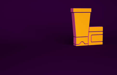 Orange Cream or lotion cosmetic tube icon isolated on purple background. Body care products for woman. Minimalism concept. 3d illustration 3D renderの写真素材