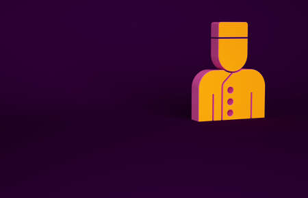 Orange Concierge icon isolated on purple background. Minimalism concept. 3d illustration 3D renderの写真素材