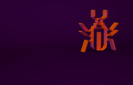 Orange Insect fly icon isolated on purple background. Minimalism concept. 3d illustration 3D renderの写真素材