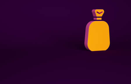 Orange Full sack icon isolated on purple background. Minimalism concept. 3d illustration 3D renderの写真素材