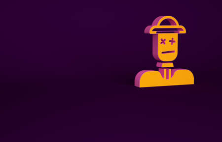 Orange Scarecrow icon isolated on purple background. Minimalism concept. 3d illustration 3D renderの写真素材
