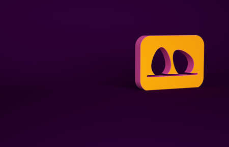 Orange Chicken egg icon isolated on purple background. Minimalism concept. 3d illustration 3D renderの写真素材