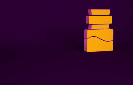 Orange Bottle with potion icon isolated on purple background. Flask with magic potion. Happy Halloween party. Minimalism concept. 3d illustration 3D renderの写真素材