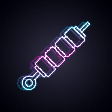 Glowing neon line Grilled shish kebab on skewer stick icon isolated on black background. Meat kebab on skewer stick. Picnic with grilled meat. Vectorのイラスト素材