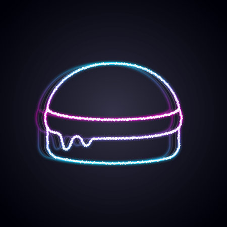Glowing neon line Burger icon isolated on black background. Hamburger icon. Cheeseburger sandwich sign. Fast food menu. Vectorのイラスト素材