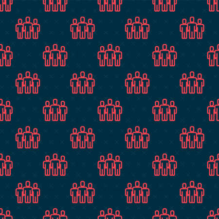 Red line Users group icon isolated seamless pattern on black background. Group of people icon. Business avatar symbol - users profile icon. Vectorのイラスト素材
