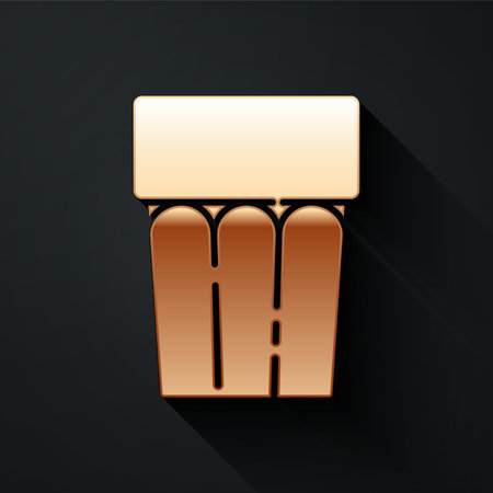 Gold Glass with water icon isolated on black background. Soda glass. Long shadow style. Vectorのイラスト素材