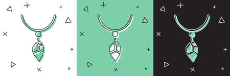 Set Necklace with crystal icon isolated on white and green, black background. Vectorのイラスト素材