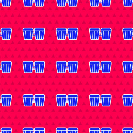 Blue Drum icon isolated seamless pattern on red background. Music sign. Musical instrument symbol. Vectorのイラスト素材
