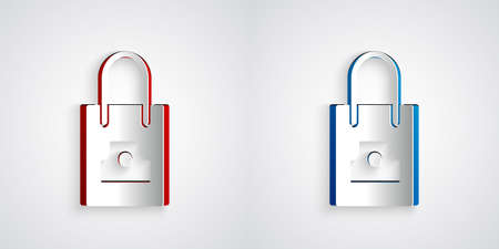 Paper cut Paper shopping bag with spray can nozzle cap icon isolated on grey background. Paper art style. Vectorのイラスト素材