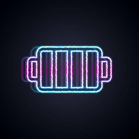 Glowing neon line Barbecue grill icon isolated on black background. BBQ grill party. Vectorのイラスト素材