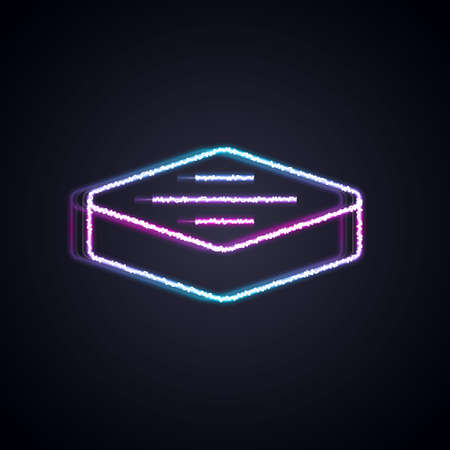 Glowing neon line Steak meat icon isolated on black background. Vectorのイラスト素材