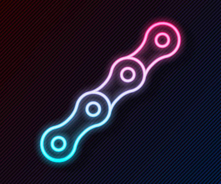 Glowing neon line Bicycle chain icon isolated on black background. Bike chain sprocket transmission. Vectorのイラスト素材