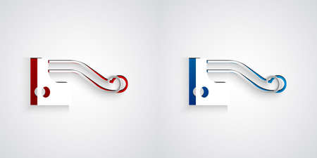 Paper cut Bicycle brake icon isolated on grey background. Paper art style. Vectorのイラスト素材