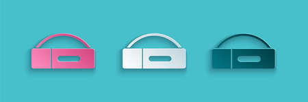 Paper cut Case for billiard cue icon isolated on blue background. Paper art style. Vectorのイラスト素材