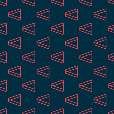 Red line Billiard triangle icon isolated seamless pattern on black background. Vector