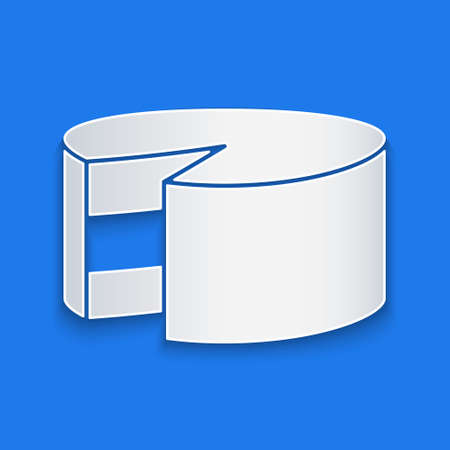 Paper cut Cake icon isolated on blue background. Happy Birthday. Paper art style. Vectorのイラスト素材