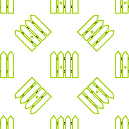 Line Garden fence wooden icon isolated seamless pattern on white background. Vector Illustrationのイラスト素材