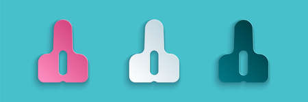 Paper cut Bicycle seat icon isolated on blue background. Bicycle saddle. Paper art style. Vectorのイラスト素材