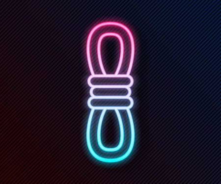 Glowing neon line Climber rope icon isolated on black background. Extreme sport. Sport equipment. Vectorのイラスト素材
