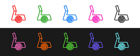 Set line Golf club with ball icon isolated on black and white background. Vectorのイラスト素材