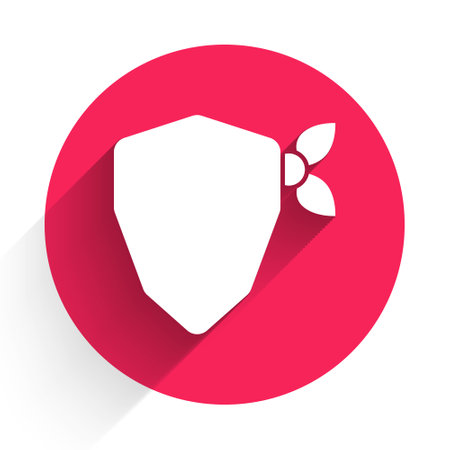 White Vandal icon isolated with long shadow. Red circle button. Vectorのイラスト素材