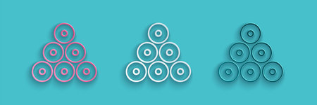 Paper cut Paint spray can icon isolated on blue background. Paper art style. Vector