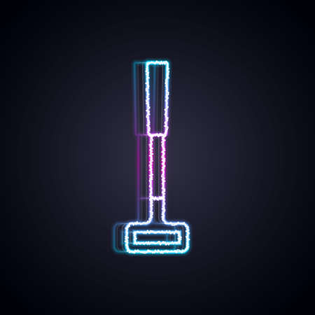 Glowing neon line Golf club icon isolated on black background. Vectorのイラスト素材