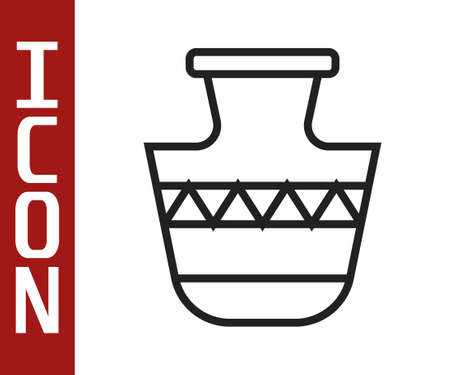 Black line Ancient amphorae icon isolated on white background. Vectorのイラスト素材