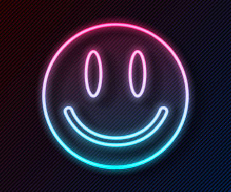 Glowing neon line Smile face icon isolated on black background