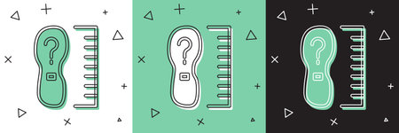 Set Square measure foot size icon isolated on white and green, black background. Shoe size, bare...