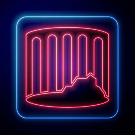 Glowing neon Ancient column icon isolated on black background. Vectorのイラスト素材