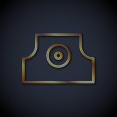 Gold line Spray can nozzle cap icon isolated on black background. Vectorのイラスト素材