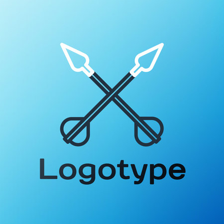Line Crossed arrows icon isolated on blue background. Colorful outline concept. Vector Illustrationのイラスト素材