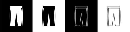 Set Golf pants icon isolated on black and white background. Sport equipment. Sports uniform. Vectorのイラスト素材