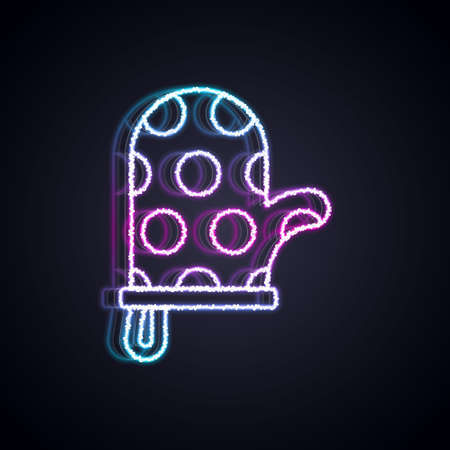 Glowing neon line Oven glove icon isolated on black background. Kitchen potholder sign. Cooking glove. Vectorのイラスト素材