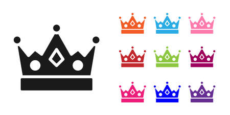 Black King crown icon isolated on white background. Set icons colorful. Vectorのイラスト素材