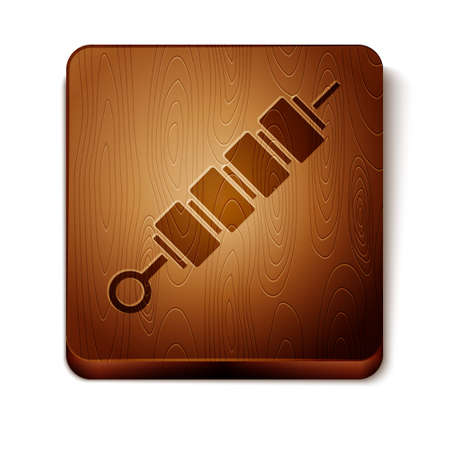 Isometric Grilled shish kebab on skewer stick icon isolated on white background. Meat kebab on skewer stick.のイラスト素材