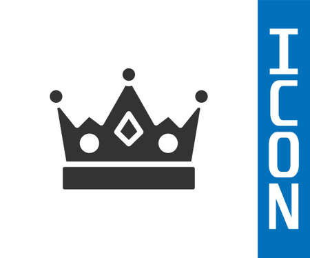 Grey King crown icon isolated on white background. Vectorのイラスト素材