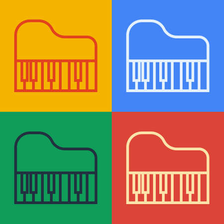 Pop art line Grand piano icon isolated on color background. Musical instrument. Vectorのイラスト素材